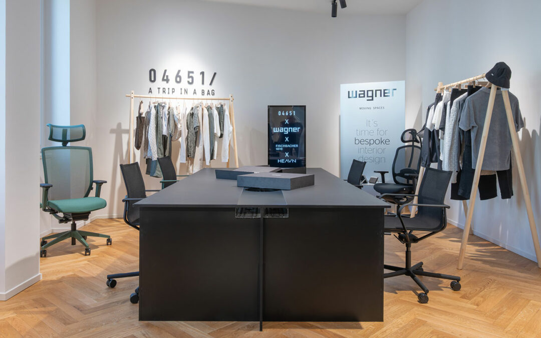 Der WAGNER Living Showroom zur Milano Design Week. Raumausstattung mit einer d2 workbench und d1 Stühlen.
