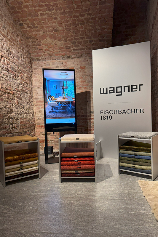 Der WAGNER Living Showroom zur Milano Design Week. Showroomkonzept für das Modelabel 04651 mit dem d2 bespoke interior system. Individuelle Anfertigung nach Maß.